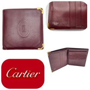 Auc Must De Cartier French style calfskin Unisex Leather Vintage wallet